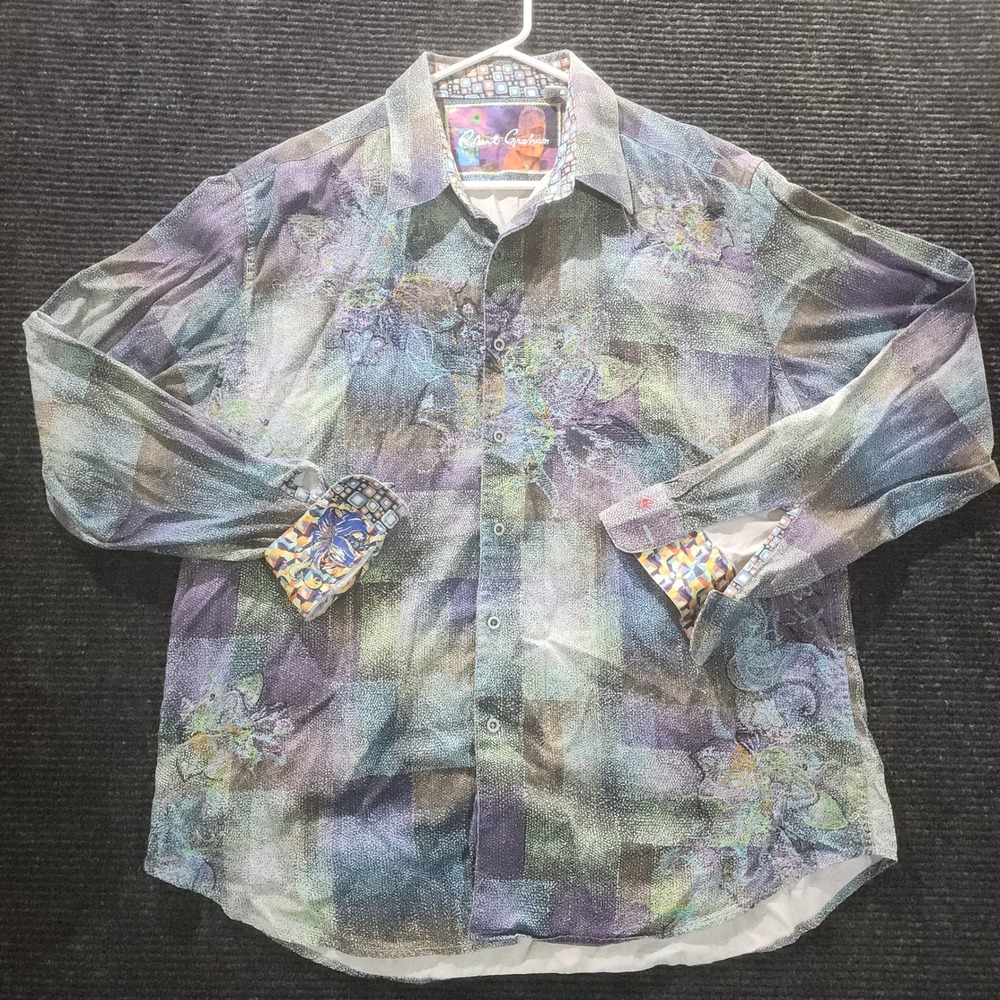 Robert Graham Mens 2XL Classic Fit Long Sleeve Button Down Shirt Abstract Print